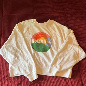 Levi's White Crew Neck Sweater with Decorative Elements